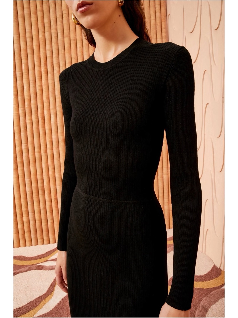 NWOT Ulla Johnson Maxi Long-Sleeve Knit Black Magnolia Dress - Picture 3 of 7